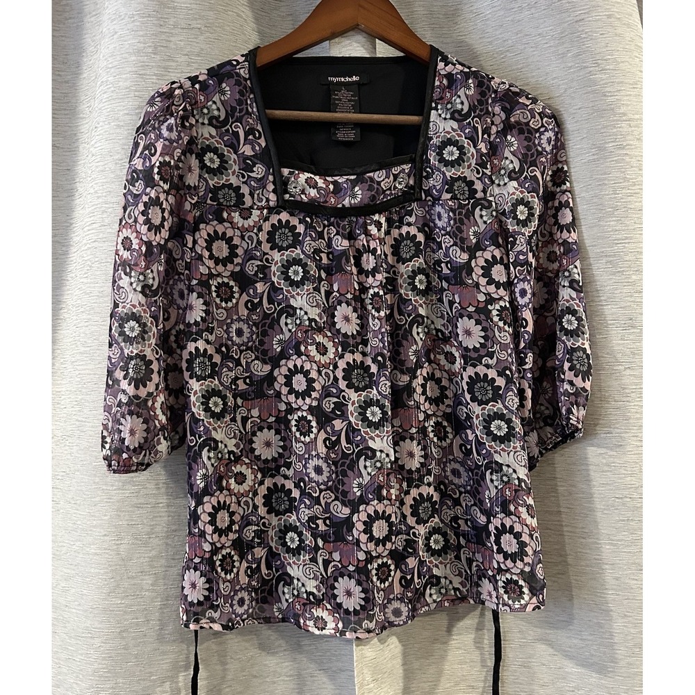 My Michelle VTG Coquette Fairy Romantic Y2K FLORAL‎ Whimsical Top Size Large